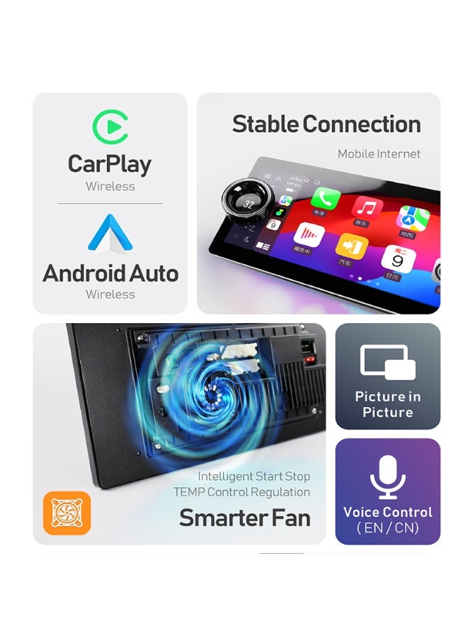 فيريكس شاشة ستيريو سيارة دايموند 2K مقاس 10.33 بوصة تعمل بنظام أندرويد، مزودة بزر تحكم واحد، تدعم Apple CarPlay وAndroid Auto، وتدعم الاتصال اللاسلكي WiFi وUSB و4G، ومعالج 10 أنوية، وواجهة سريعة، وراديو وكاميرا. - Image 3